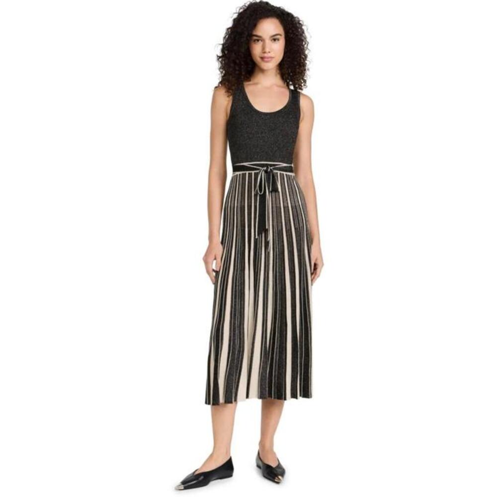 Zimmermann Illustration Metallic‎ Plissé Midi Dress - Black/Gold Size 0 (US 4)